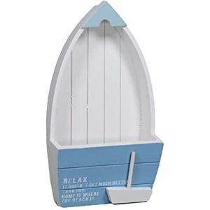 Zakje brievenbakje zee hout/boot, lichtblauw/wit, klein