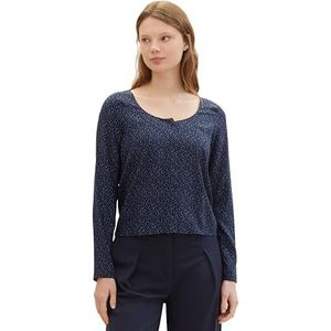 TOM TAILOR Denim Damesblouse, 34666 - Navy Blue Structure Print, XXL