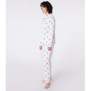 PETIT BATEAU - Pyjama - Wit - Katoen - Damespyjama met Hartenprint