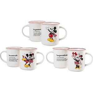 Home Mickey en Minnie Xmas set van 6 kopjes uit New Bone China, 330 cc, Kerstmis, feestdagen, Kerstmis, 7312568