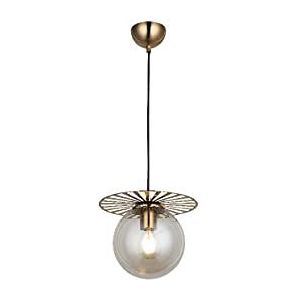 Homemania 1535-52-01 Hanglamp, metaal, zwart, kroonluchter, plafondlamp, glas, metaal, goud, 25 x 25 x 100 cm, 1 x E27, Max 40 W
