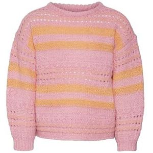 VERO MODA VMCASCIA LS Boatneck trui GA BO Girl, Sachet Pink/Stripes:w. Tangerine