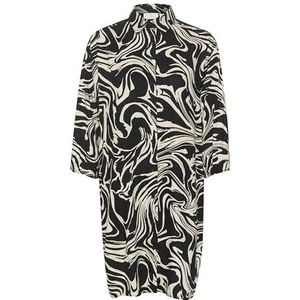 KAFFE Damesjurk, Zwart/Wit Graphic Paint, 36