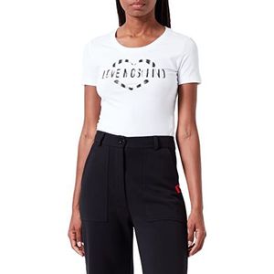 Love Moschino Dames Tight-Fitting Short Sleeves with Heart olografische Print T-Shirt, Optical White, 42
