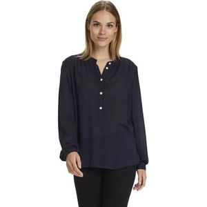 KAFFE Dames T-shirt, lange mouwen, regular fit, frontblouse, button-up, midnight marineblauw, 48