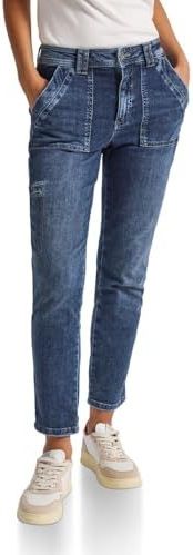 Street One Dames Cargo jeans in Loose Fit in Blauw, in size: 25