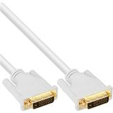 InLine 17783W DVI-D kabel, digitaal 24+1 stekker/stekker, dual link, wit/goud, 3m