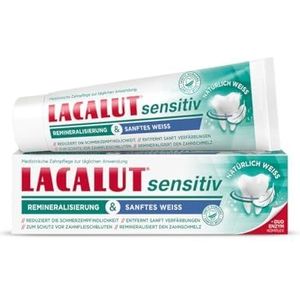 LACALUT Gevoelige remineralisatie en zacht wit, vermindert de pijngevoeligheid, verwijdert zacht verkleuringen, remineraliseert het glazuur, 1 x 75 ml