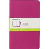 Moleskine Cahier Journal (set van 3 notitieboeken met blanco pagina's, kartonnen omslag en katoenen borduurwerk, groot 13 x 21 cm, 80 pagina's), kinetisch roze