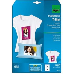 Sigel Inkjet transferfolie voor dames, voor T-shirts van licht textiel, 10 folies, 10 stuks, vellen EU