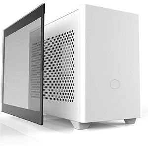 Cooler Master NR200P Witte SFF kleine vormfactor mini-ITX behuizing, gehard glas of geventileerd paneel, verticale montage GPU, PCI Riser-kabel, Triple-Slot GPU, gereedschapsvrij (MCB-NR200P-WGNN-S00)