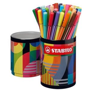 Premium Viltstift - STABILO Pen 68 - ARTY - Ronde Metalen Etui - Met 45 Verschillende Kleuren