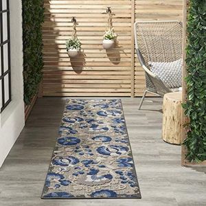 Nourison Aloha Floral Tropical Indoor/Outdoor tapijt, 7,6 x 30,5 cm, natuur/blauw