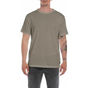 Replay T-shirt voor heren, korte mouwen, van biologisch katoen, 104 Warm Grijs, M