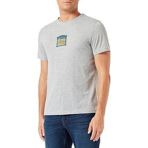 Bona Basics, Digitaal bedrukt basic T-shirt voor heren,% 70% katoen, 30% polyester, grijs, casual, herenbovenstuk, maat: L, grijs, L