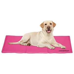 Relaxdays koelmat hond, 60 x 100 cm, gel, schoonmaken met vochtige doek, verkoelende mat voor huisdieren, roze