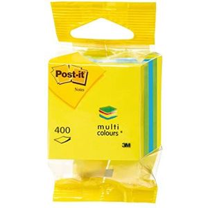 Post-it 2051-B notitieblokjes, 51 x 51 mm, 400 vellen, ultrablauw/-geel/lichtblauw/pompoengeel blauw