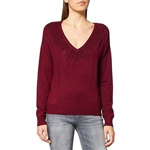 Naf Naf Mellie COL V Pullover Bordeaux, XS Dames