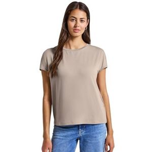 Jersey shirt met mesh-detail, Morning Beige, 34