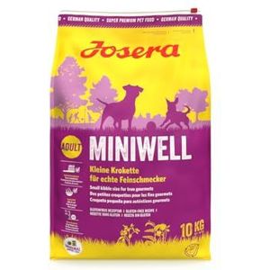JOSERA Miniwell Hondenvoer voor kleine rassen, 1 x 10 kg, extra verdraagbaar recept met gevogelte, super premium droogvoer voor volwassen honden, 1 stuk verpakt