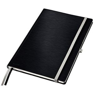 Leitz A4 notitieboek, 80 vellen, hardcover, incl. 2 bladwijzers, stijl geruit Zwart (satin)