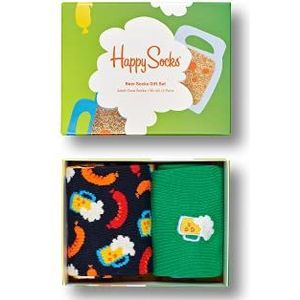 Happy Socks 2-Pack Beer Socks Gift Set, kleurrijke en leuke, Sokken voor Dames en Heren, Groente-Blauw-Oranje 2 paar (36-40)