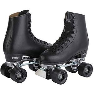 Chicago Skates Heren Premium Lederen Gevoerde Rink Rolschaatsen - Klassieke Zwarte Quad Skates - Maat 7