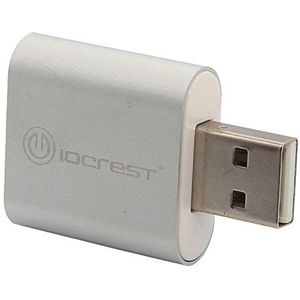 IO Crest SY-AUD20205 USB-naar-audio-adapter, converteert pc-USB-poort in een stereogeluidskaart voor Windows en Mac, zilverkleurig