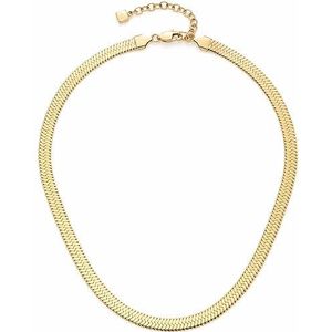 Leonardo Jewels Snake 023170 Dameshalsketting van roestvrij staal IP goud, eenvoudige en elegante ketting, lengte 42-47 cm, sieradencadeau voor vrouwen, 42 EU, Roestvrij staal, Geen edelsteen