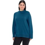 Ulla Popken - Trui - Blauw - Lange Mouwen - Opstaande Kraag
