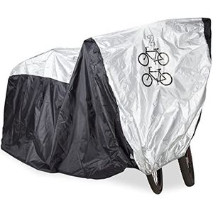 Relaxdays fietshoes voor 2 fietsen, HBD: 110x200x75 cm, fietsbeschermhoes, inclusief draagtas, kunststof, zwart/zilver