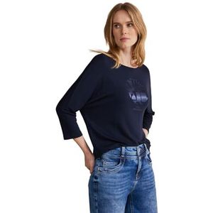 Street One Satijnen patch shirt voor dames, blauw (deep blue), 40