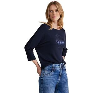 Street One Satijnen patch shirt voor dames, blauw (deep blue), 42