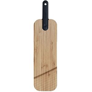 Trebonn - Artù geïntegreerd salami-mes Black Edition, bamboe snijplank met geïntegreerd snijmes, 43 x 11 x 2,2 cm. voor het snijden van salami, uitgerust met een speciale groef om het snijden te