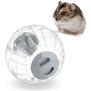 Relaxdays hamsterbal, Ø 18,5 cm, loopbal voor hamsters & muizen, kunststof, knaagdierspeelgoed, transparant/grijs