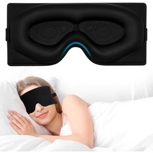 Alyvisun Verduisterend Oogmasker, Verdiept Oogcontour, [Geen Druk & Ademend] 3D Slaapmasker met Verstelbare Band, voor Reizen, Thuis, Middagdutje, Zwart