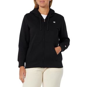 Champion Legacy Basics W-Light Powerblend Fleece Full Zip Sweatshirt met capuchon voor dames, Zwart, XL