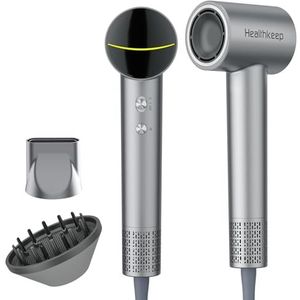 Healthkeep Föhn met 2 Diffuser voor krullend haar - Hoge snelheid constante temperatuur 5 minuten Creat kapsel, 200 m negatieve ionen föhn hydraterende en haarverzorging, geluidsarm 150.000 tpm