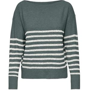 ONLGLORY Life LS Boatneck CC KNT, Balsem Green/Stripes: cloud dancer/melange, S