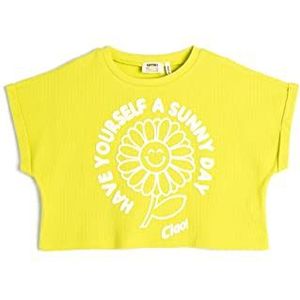 Koton Girls Crop T-shirt, oversized, korte mouwen, ronde hals, katoen, groen (973), 9-10 Jaar
