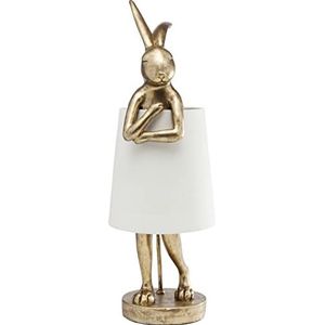 Kare Design tafellamp, in konijnvorm, witte lampenkap, edele tafellamp, goud, (H/B/D) 68x23x23cm, 1 stuk (Gloeilamp niet inbegrepen)