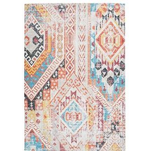 One Couture Vintage tapijt, Ethno Design Azteeks, Maya Inka patroon, tapijten, crème, oranje, geel, woonkamertapijt, eetkamertapijt, tapijtloper, hal, maat: 120cm x 170cm
