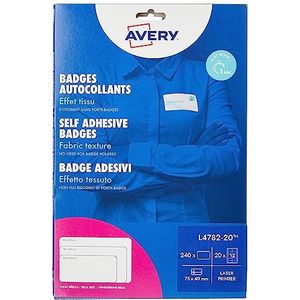 Avery UK, 75 x 40 mm zijdeacetaat zelfklevende naambadge - wit