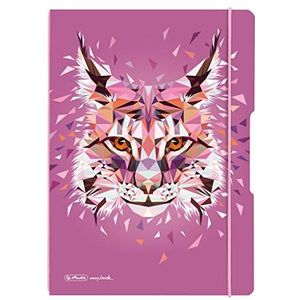 herlitz 50027279 notitieboek flex met verwisselbare kaft, A4, 2 x 40 vellen, motief: Wild Animals Lynx, 1 stuk