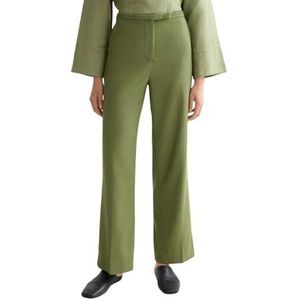 Scotch & Soda Edie - Gabardine broek met hoge taille en wijde pijpen, Olie Groen U362, 24W / 30L