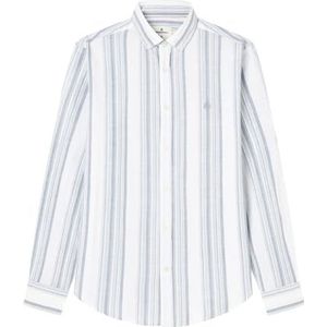 SPRINGFIELD Herenhemd Cotton Slub Lista, Blauw/Staal, S