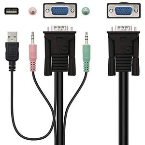 VGA USB KVM switch model 1U-2PC incl. kabels. Maakt de bediening van 2 pc's vanaf één apparaat mogelijk. Compact en efficiënt voor het beheer van meerdere computers.