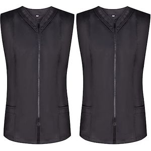 MISEMIYA - Sanitaro 2-818 Dameshemd, mouwloos, uniformen, reiniging, medische uniformen, Clinica Veterinary, Zwart, L