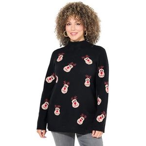 Ulla Popken Damestrui, grote maten, grote maten, plussize, rendieren, opstaande kraag, lange mouwen, zwart, 42/44 NL