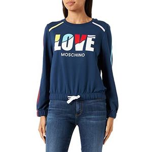 Love Moschino Vrouwen Long-Sleeved Regular Fit Sweatshirt, Blauw, 38, blauw, 38